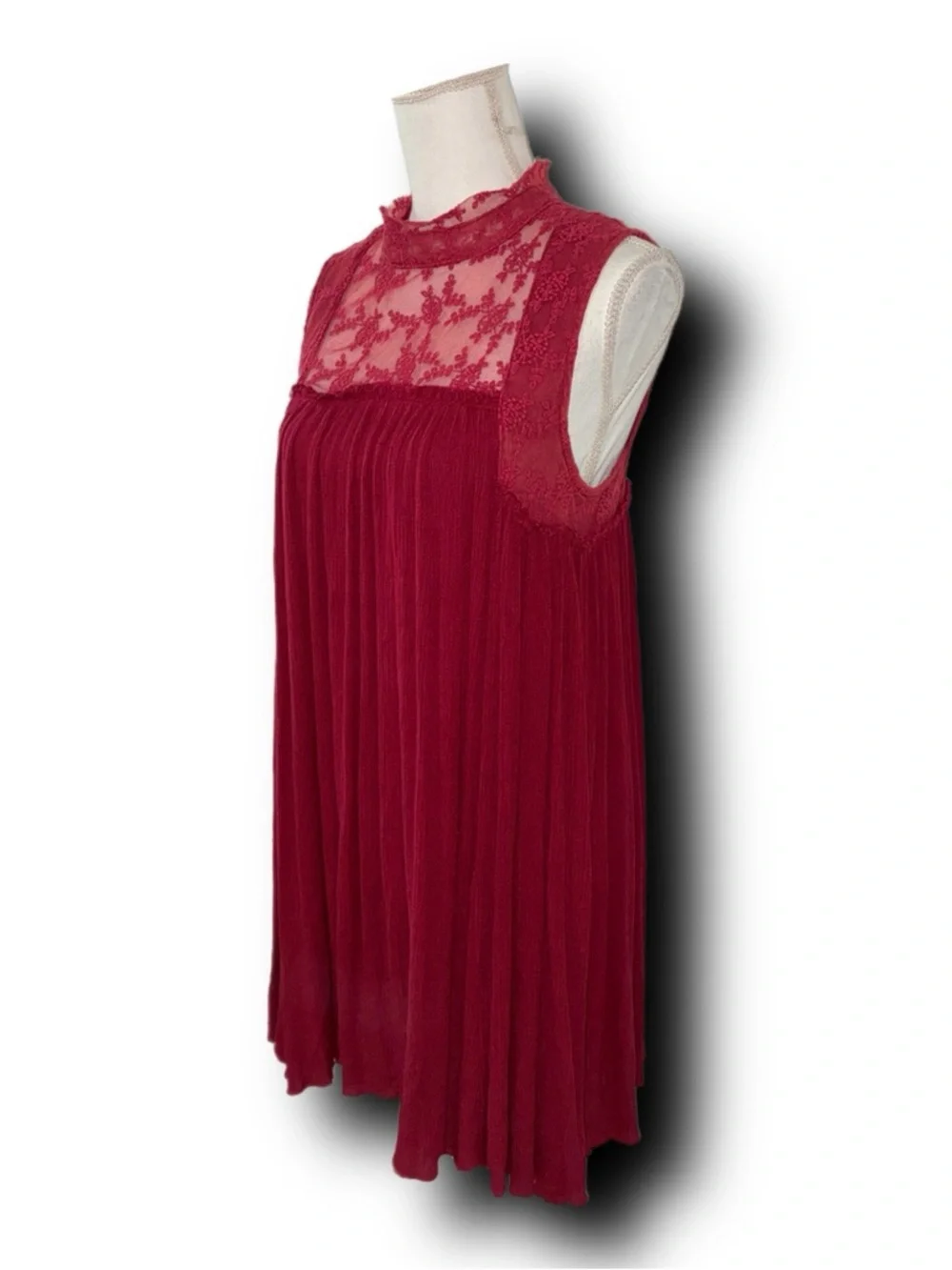 Anthropologie x Anama Red Lace Boho Yoke Swing Tank Dress Whimsigoth